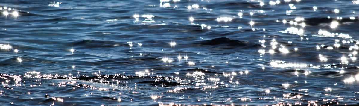 Vesistön laineet kimmeltävät auringossa