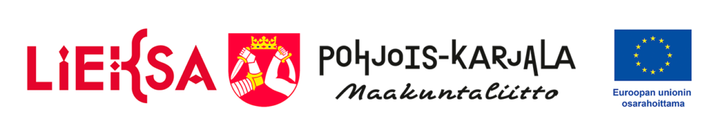 Lieksan, Pohjois-Karjalan maakuntaliiton ja Euroopan Unionin osarahoittama -logot