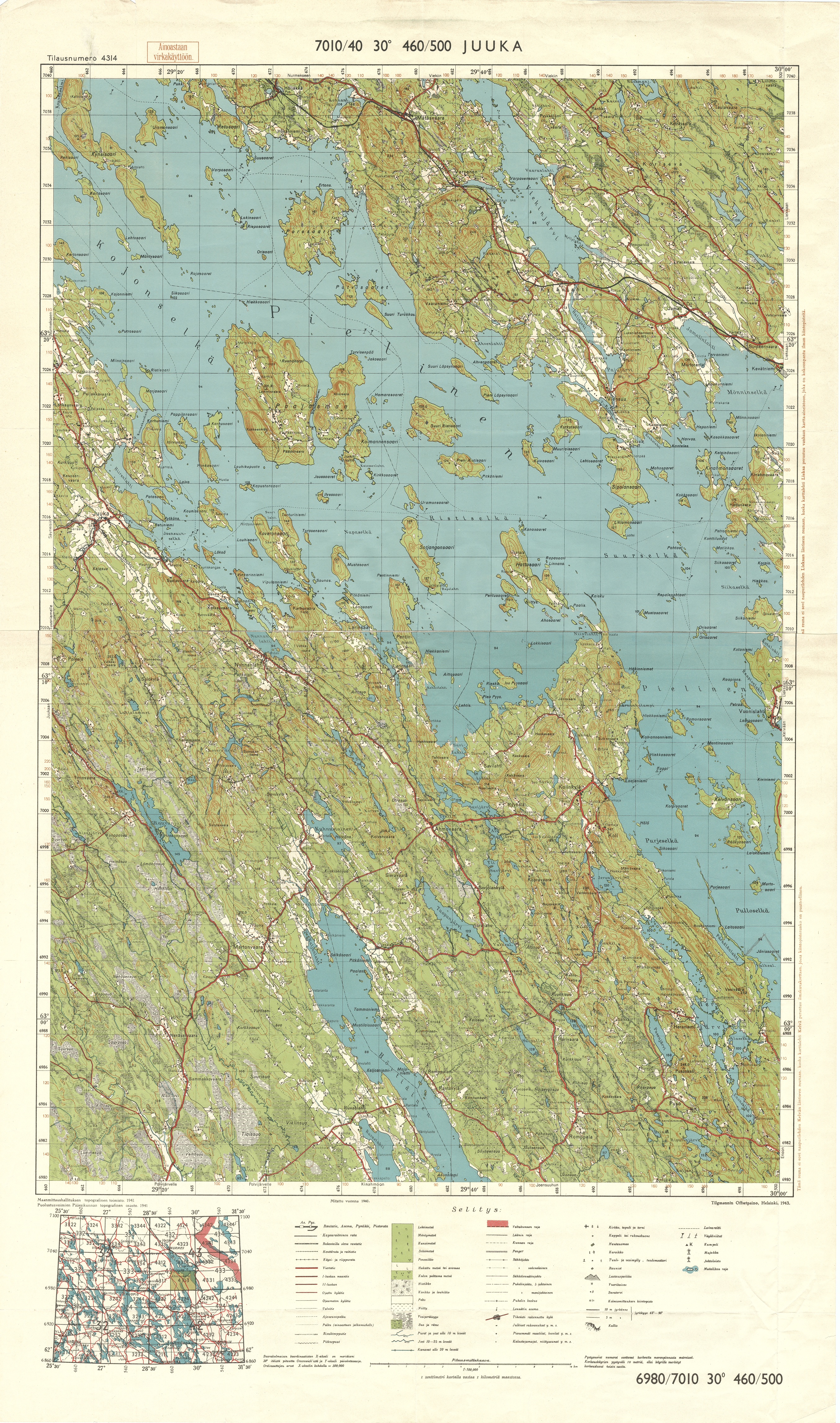 Kartta Pielisen alueesta