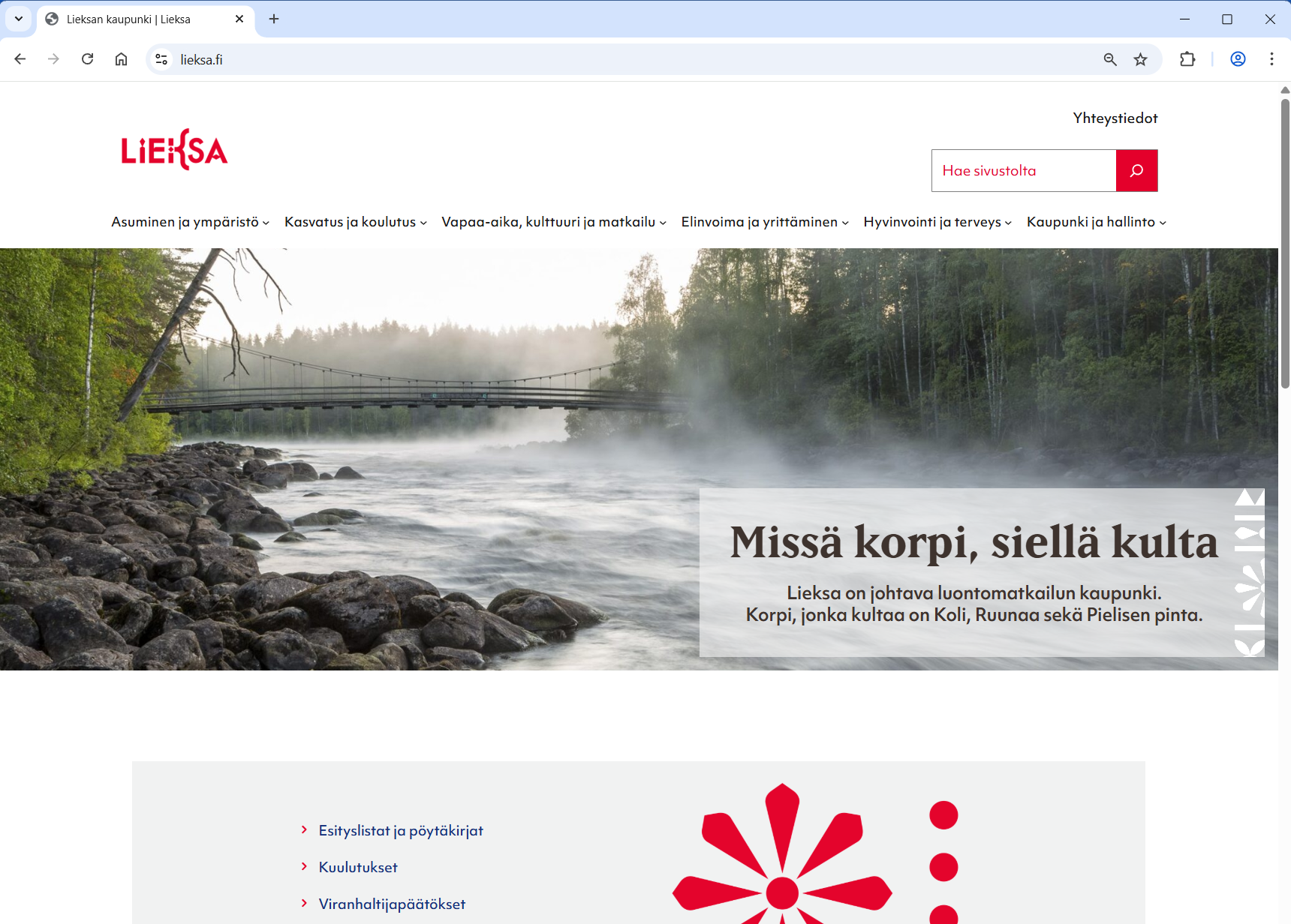 Lieksan kaupun­gin netti­si­vusto on uudis­tu­nut